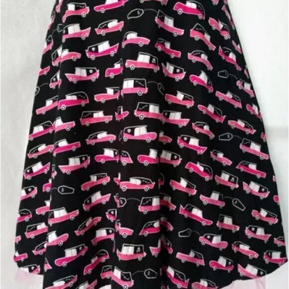 Folter Black vintage dress with pink hearse print sz L - Picture 7 of 13